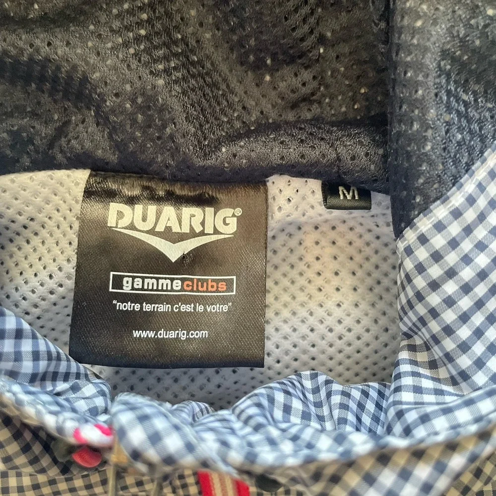 Duarig Windbreaker Track Jacket Womens Medium Navy Gingham Hooded Preppy Outdoor - Picture 6 of 8